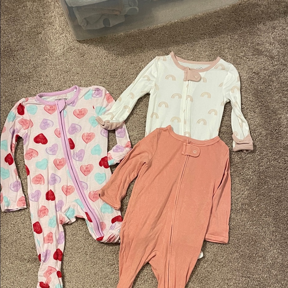 Cloud Island Heart and Rainbow Footies Set - Pink, Red, White